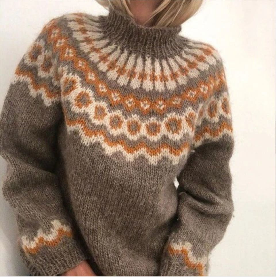 Lavinque Sweater Kaki / S Pull Tricoté Nordique | Chaleureux | Doux et Authentique