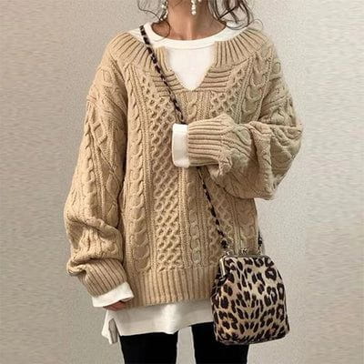 Lavinque Sweater Kaki / XS Pull Oversize en Maille | Hiver | Confort & Style Décontracté