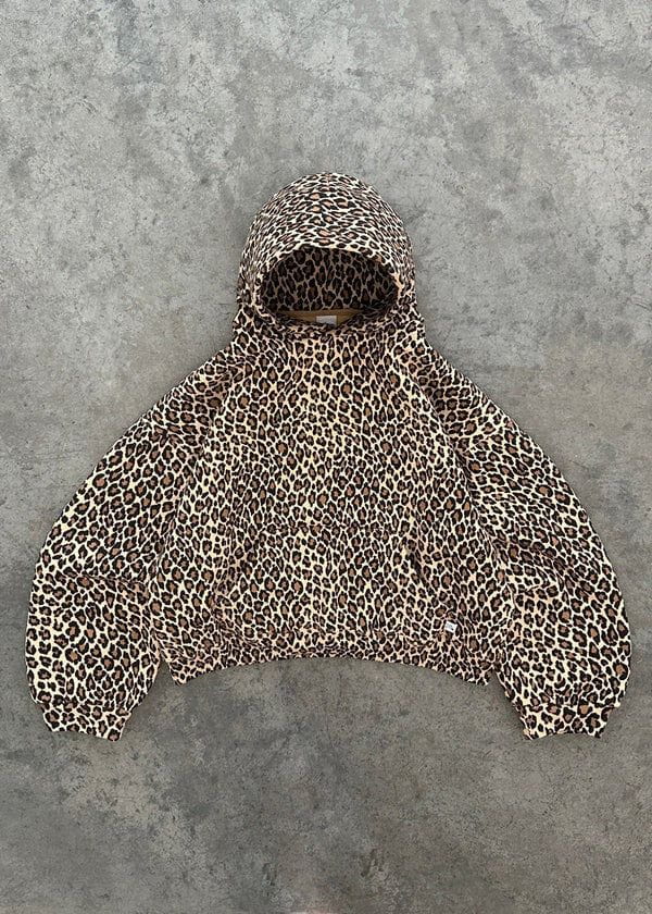 Lavinque Sweater Leopard brown / S Pull Court à Capuche | Effet Fourrure | Style Tendance et Confortable
