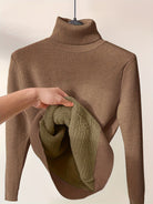 Lavinque Sweater Marron foncé / XS Pull col roulé doublé | Blanc | Chaleur et élégance hivernale