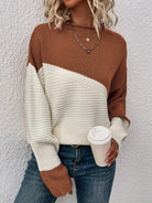 Lavinque Sweater Marron / S Pull bicolore en maille texturée | Pull | Chaleur et style moderne