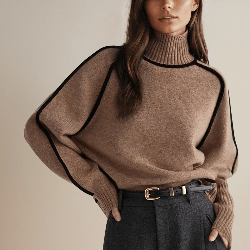 Lavinque Sweater Marron / S Pull Col Roulé Oversize | Hiver | Élégance & Confort