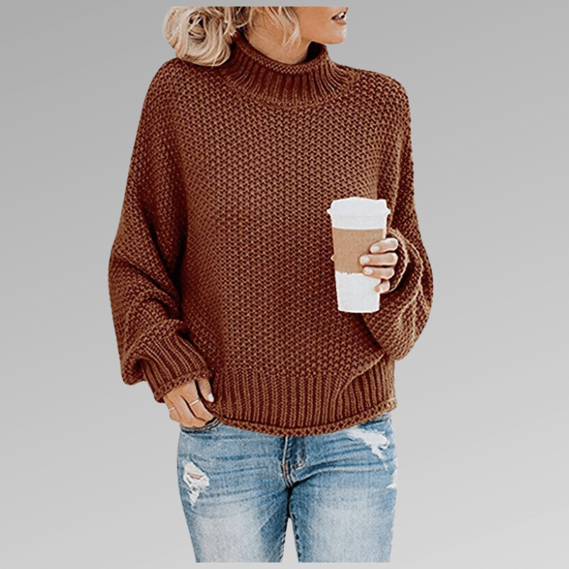 Lavinque Sweater Marron / S Pull Crème Oversize | Maille Épaisse | Chaud & Décontracté