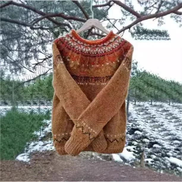 Lavinque Sweater Marron / S Pull Hiver Scandinave | Rose | Doux et Chaleureux