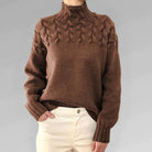 Lavinque Sweater Marron / S Pull Maille Hiver | Col Montant | Chaleur & Élégance