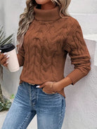 Lavinque Sweater Marron / S Pull Torsadé Col Montant | Marron Caramel | Douillet et Intemporel