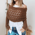 Lavinque Sweater Marron / XS Pull Tricoté Épaules Dénudées | Gris | Doux et Original
