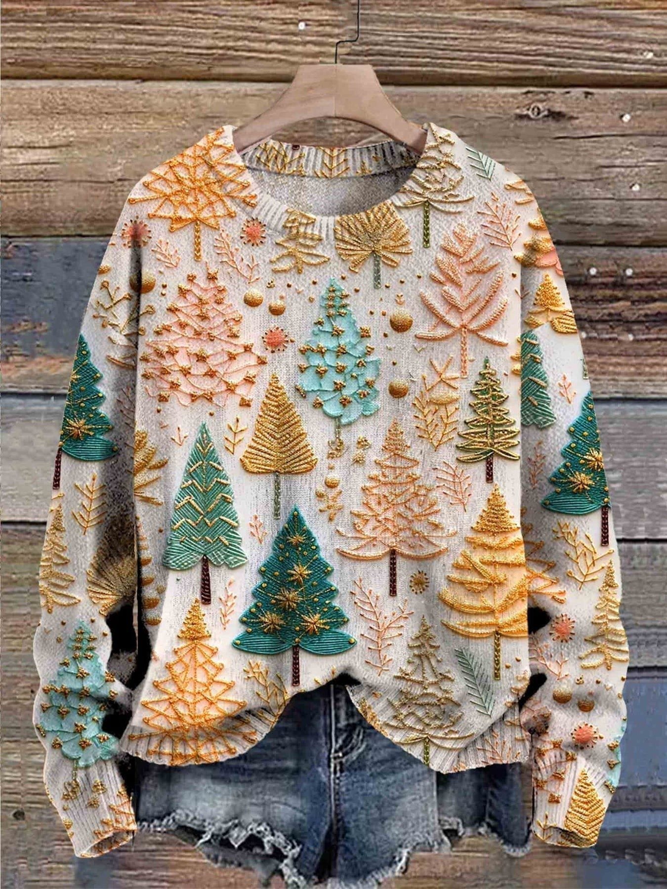 Lavinque Sweater Multicolore / S Pull de Noël Tricoté | Doux Festif | Motif Sapins