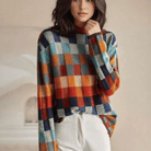 Lavinque Sweater Multicolore / XS Pull Oversize à Carreaux | Style Rétro | Doux et Confortable
