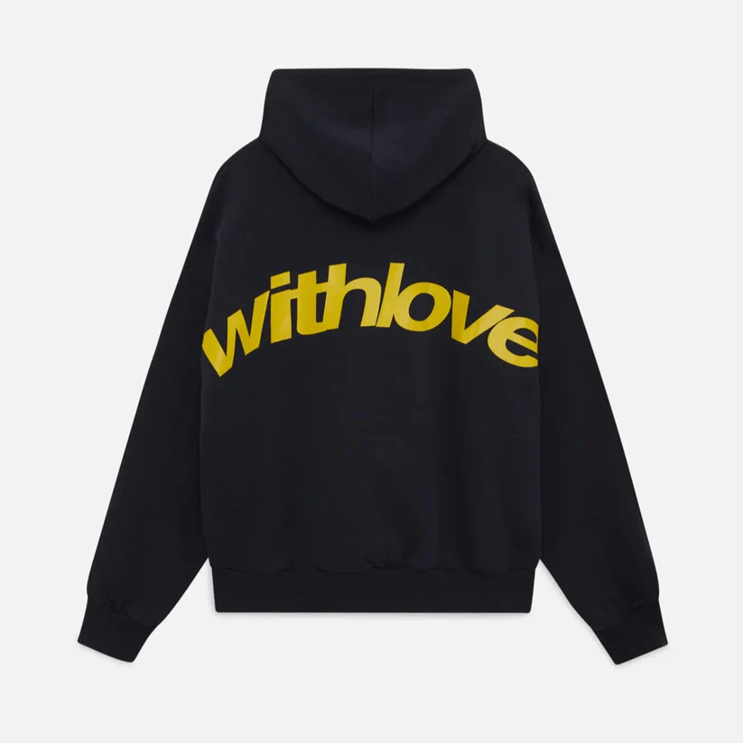 Lavinque Sweater Noir avec lettres jaunes / S Sweat à Capuche Oversize | Graphique | Confortable et Tendance