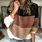 Lavinque Sweater Noir/ Marron / S Pull à Rayures Colorblock | Maille Douce | Décontracté et Lumineux