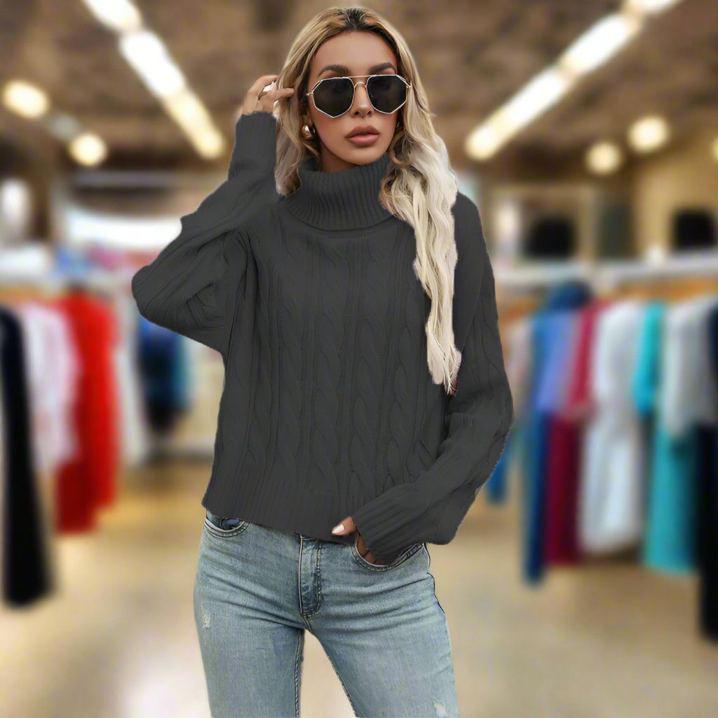 Lavinque Sweater Noir / S Pull Col Roulé | Maille Côtelée | Chaleur et Élégance