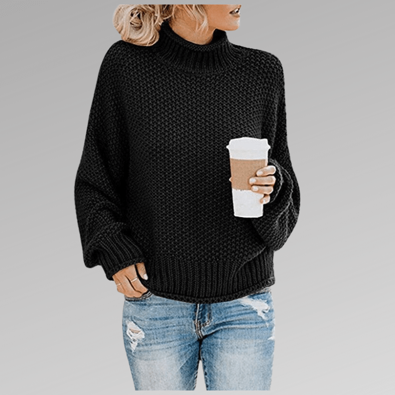 Lavinque Sweater Noir / S Pull Crème Oversize | Maille Épaisse | Chaud & Décontracté
