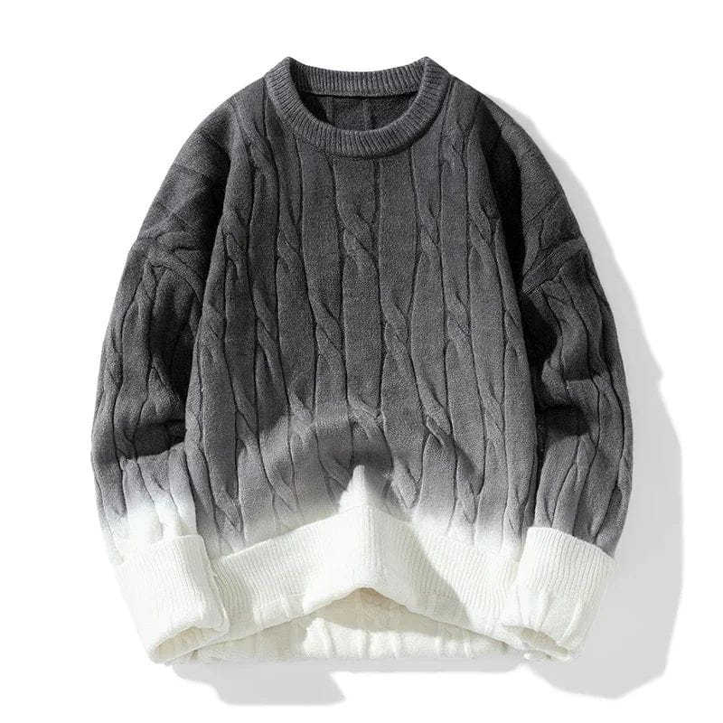 Lavinque Sweater Noir / S Pull Dégradé Câble | Bleu Ciel & Blanc | Doux et Moderne