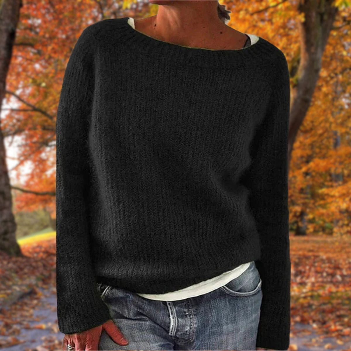 Lavinque Sweater Noir / S Pull en maille douce col bateau | Pull | Chaleur et élégance naturelle