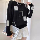 Lavinque Sweater Noir / S Pull Graphique Géométrique | Maille Douce | Moderne et Confortable