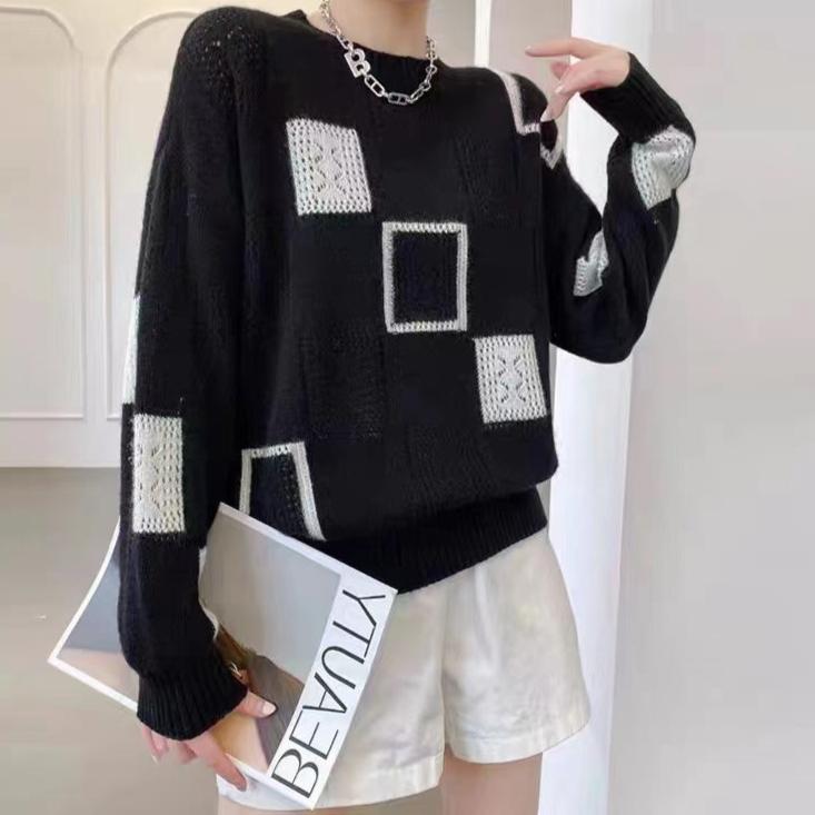 Lavinque Sweater Noir / S Pull Graphique Géométrique | Maille Douce | Moderne et Confortable