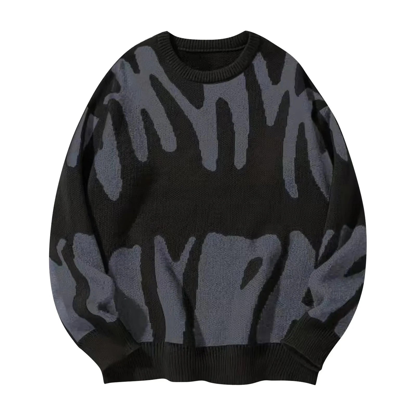 Lavinque Sweater Noir / S Pull Graphique Oversize | Noir & Gris Clair | Audacieux et Confortable