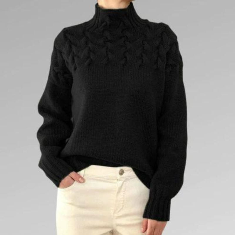 Lavinque Sweater Noir / S Pull Maille Hiver | Col Montant | Chaleur & Élégance