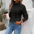 Lavinque Sweater Noir / S Pull Maille Torsadée | Col Roulé | Doux et Chaleureux