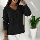 Lavinque Sweater Noir / S Pull Maille Torsadée | Col V | Élégance et Confort