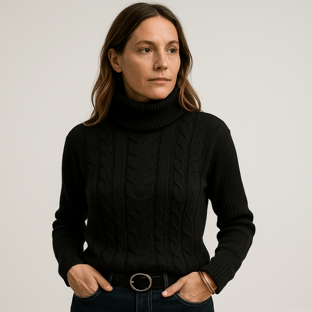 Lavinque Sweater Noir / S Pull Noir Torsadé | Col Roulé | Intemporel & Élégant