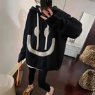 Lavinque Sweater Noir / S Pull Oversize à Capuche Smiley | Streetwear | Confort et Style Décontracté