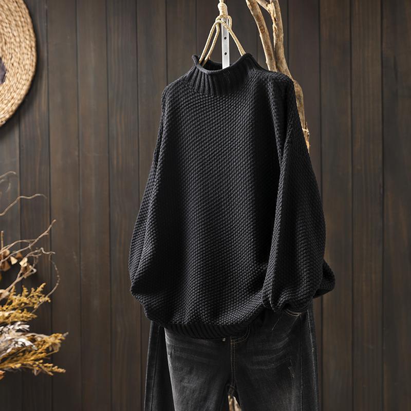 Lavinque Sweater Noir / S Pull Oversize Hiver | Maille Épaisse | Élégant et Confortable