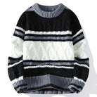 Lavinque Sweater Noir / S Pull Rayé en Maille Torsadée | Noir, Blanc & Gris | Chaud et Stylé