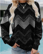 Lavinque Sweater Noir / S Sweatshirt à Motif Denim Chevron | Style Original & Décontracté | Confort Ultra-Doux