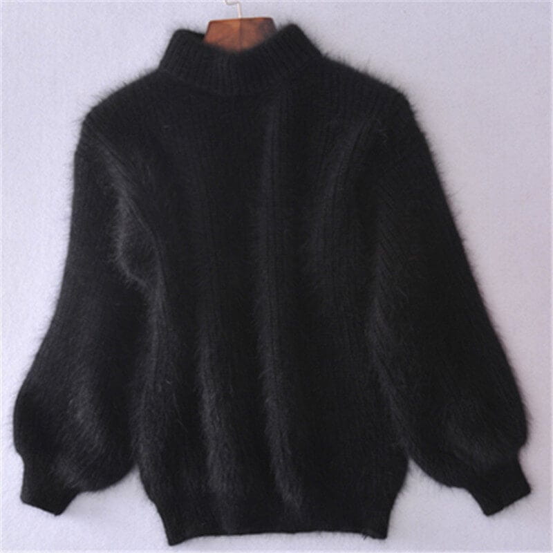 Lavinque Sweater Noir / Taille unique Pull Doux en Mohair | Chaleur & Élégance | Parfait pour l’Hiver