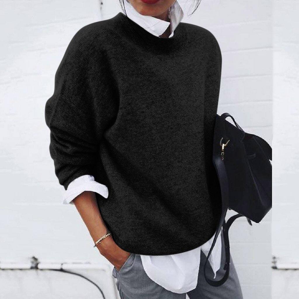 Lavinque Sweater Noir / XS Pull Loose en Maille Douce | Moutarde | Décontracté et Élégant