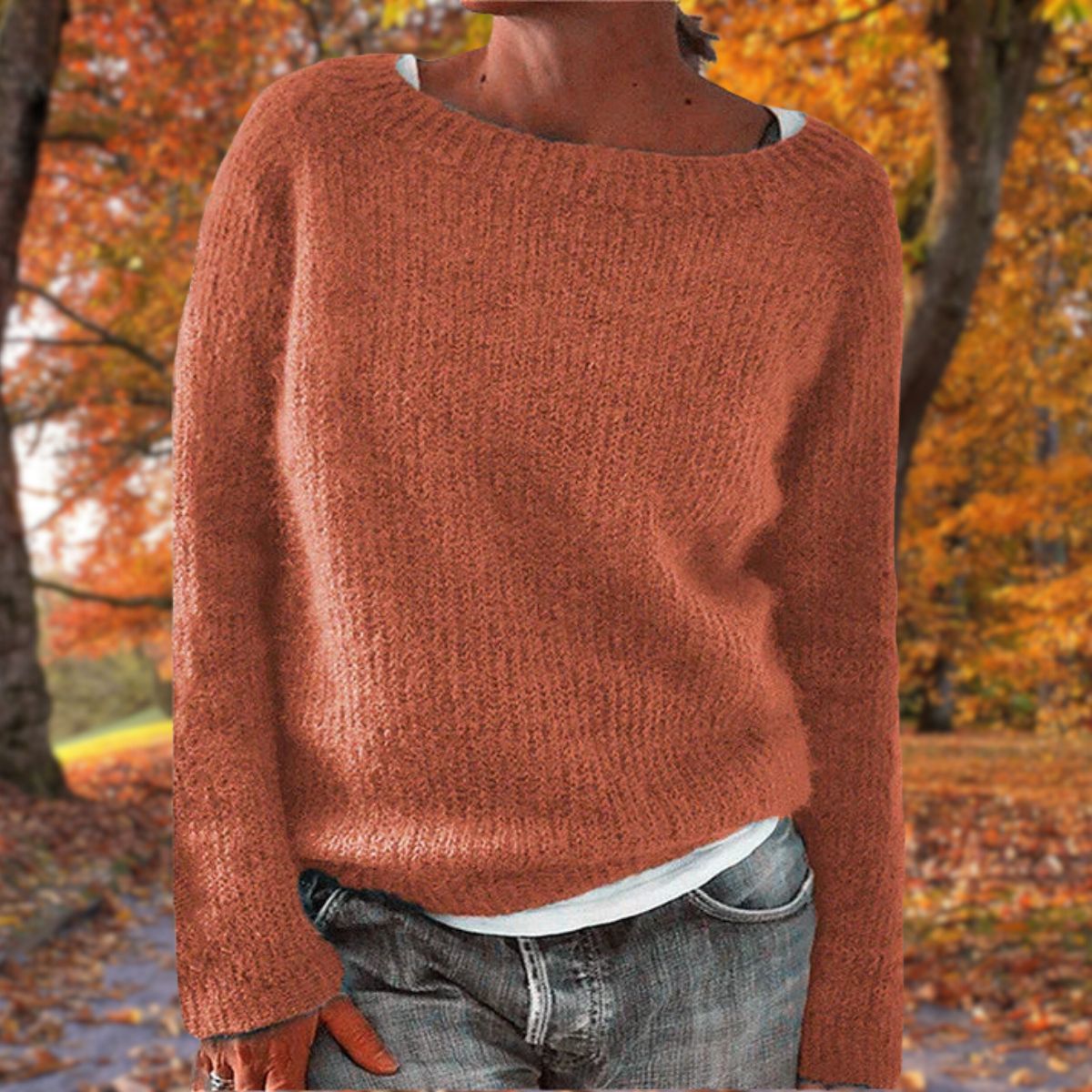 Lavinque Sweater Orange / S Pull en maille douce col bateau | Pull | Chaleur et élégance naturelle