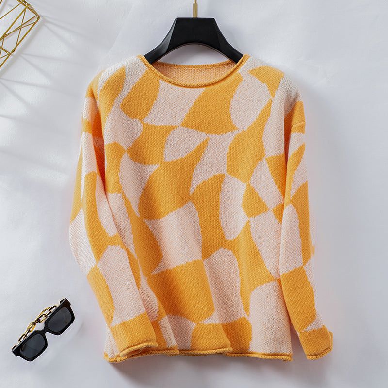 Lavinque Sweater Orange / S Pull Graphique | Tricot Doux | Confort et Modernité