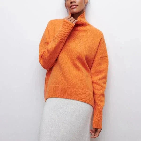 Lavinque Sweater Orange / S Pull Oversize Col Montant | Bleu Poudré | Douillet et Moderne