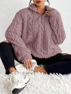 Lavinque Sweater Pourpre clair / S Pull Torsadé Écru | Demi-Zip & Col Montant | Chaud & Tendance