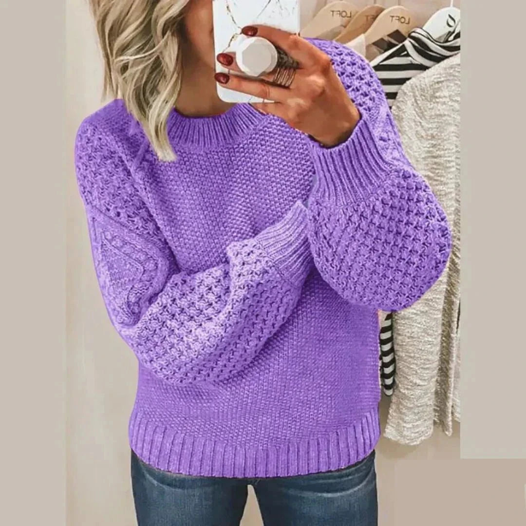 Lavinque Sweater Pourpre / S Pull en Maille | Chaud et Confortable | Manches Bouffantes