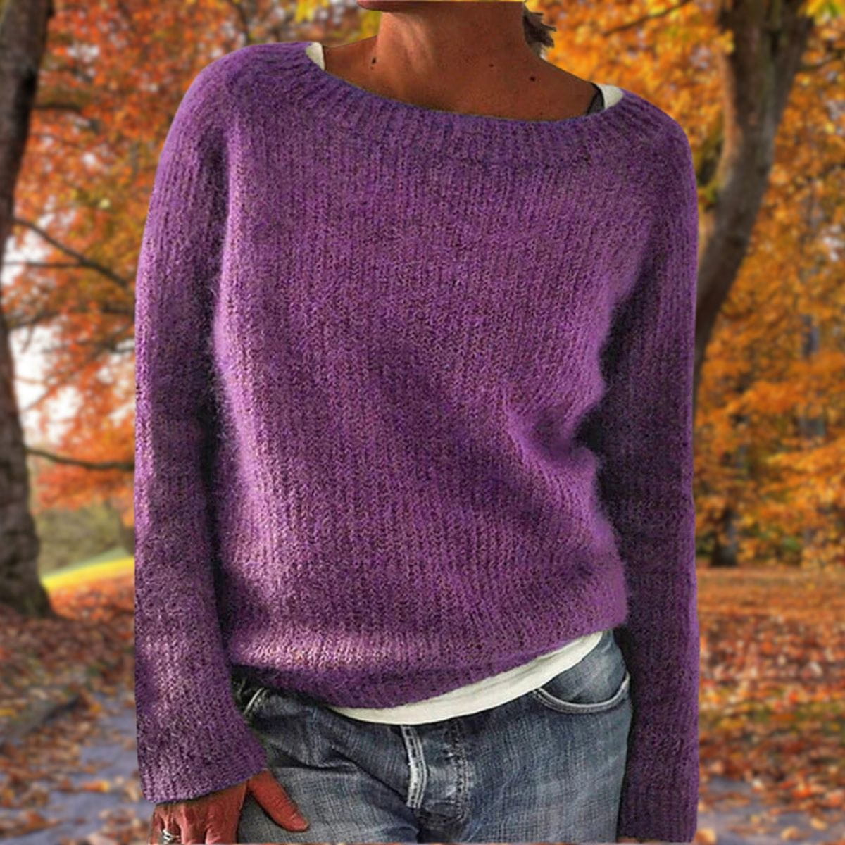 Lavinque Sweater Pourpre / S Pull en maille douce col bateau | Pull | Chaleur et élégance naturelle