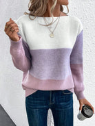 Lavinque Sweater Pourpre / S Pull Rayé Dégradé | Tons Neutres | Doux et Élégant