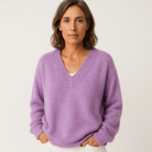Lavinque Sweater Pourpre / S Pull Violet Col V | Doux et Décontracté | Toucher Moelleux