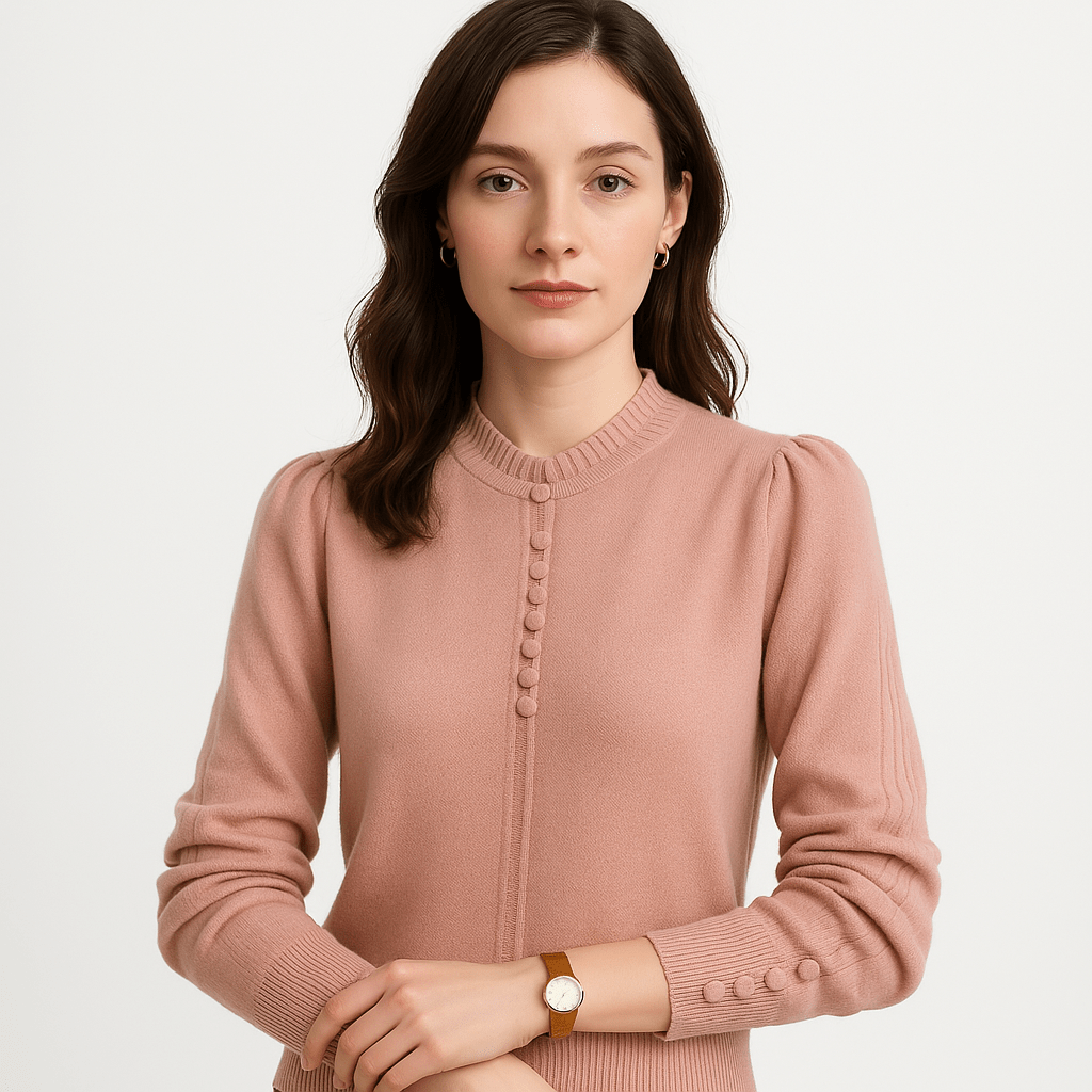 Lavinque Sweater Pull Boutonné Col Plissé | Élégant & Douillet | Détail Raffiné