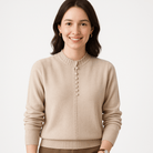 Lavinque Sweater Pull Boutonné Col Plissé | Élégant & Douillet | Détail Raffiné