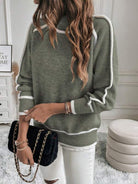 Lavinque Sweater Pull col montant contrasté | Pull | Élégance et confort intemporel
