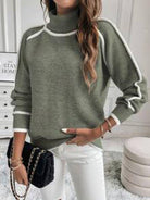 Lavinque Sweater Pull col montant contrasté | Pull | Élégance et confort intemporel