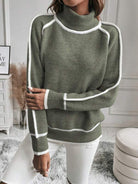 Lavinque Sweater Pull col montant contrasté | Pull | Élégance et confort intemporel