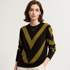 Lavinque Sweater Pull Col Rond Motif V | Tricot Doux | Look Graphique Casual