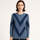 Lavinque Sweater Pull Col Rond Motif V | Tricot Doux | Look Graphique Casual