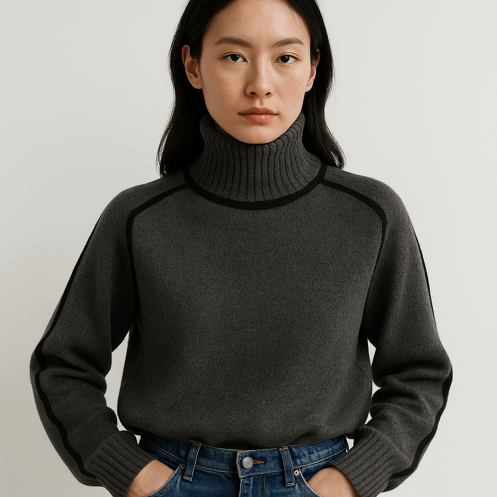 Lavinque Sweater Pull Col Roulé | Camel et Noir | Élégant et Confortable