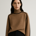 Lavinque Sweater Pull Col Roulé | Camel et Noir | Élégant et Confortable