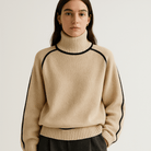 Lavinque Sweater Pull Col Roulé | Camel et Noir | Élégant et Confortable